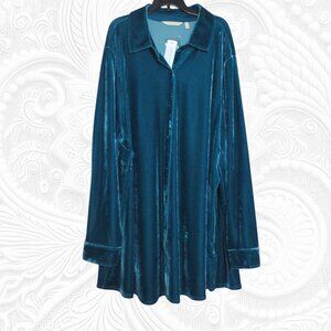 Soft Surroundings 3X Plus Size Velvet Long Sleeve "Boyfriend" Tunic Top - NWT